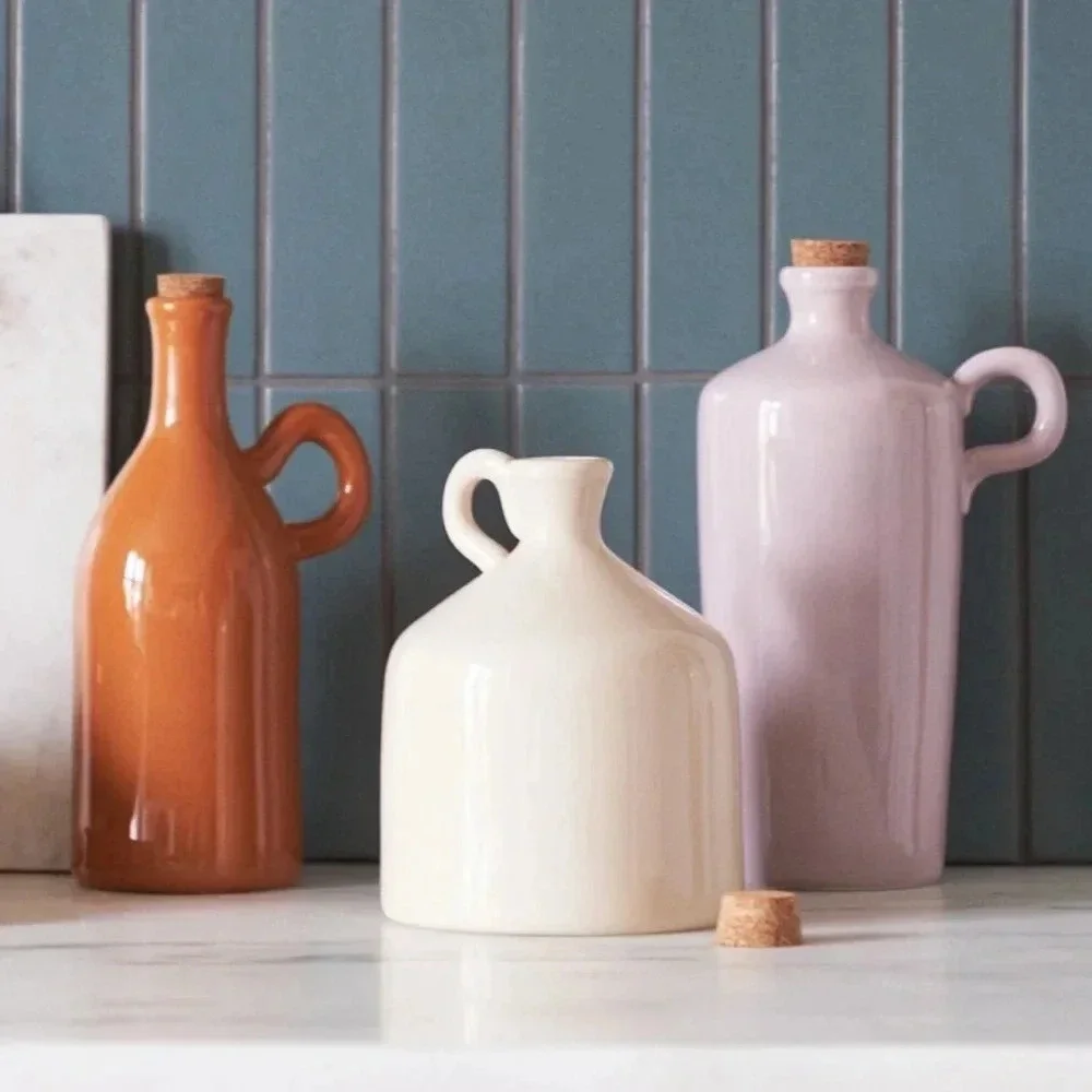 Anthropologie home nora diffuser bottle jug lavender cork ceramic oil dispenser